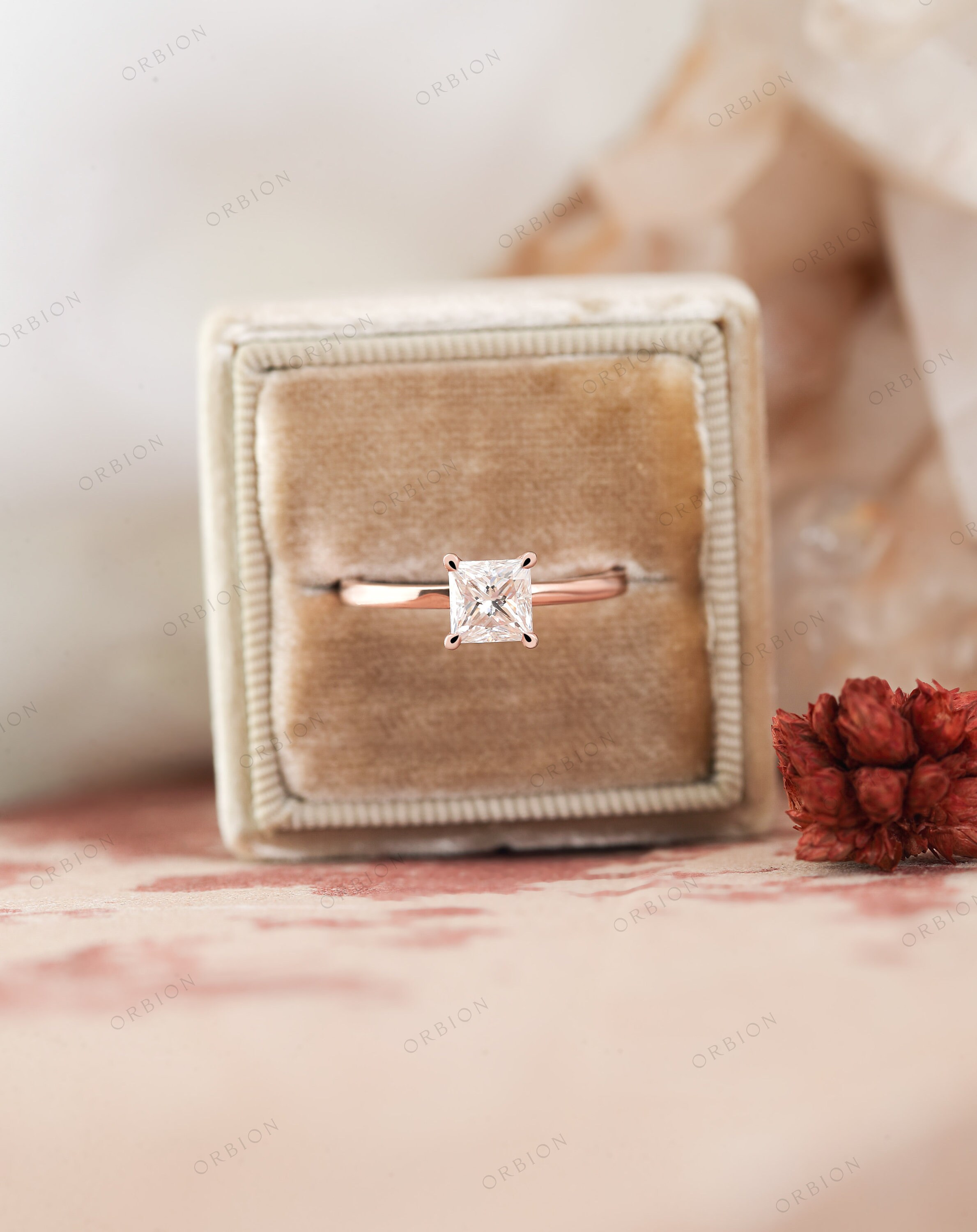 Princess Cut Moissanite Engagement Ring for Women 14k 18k | Etsy