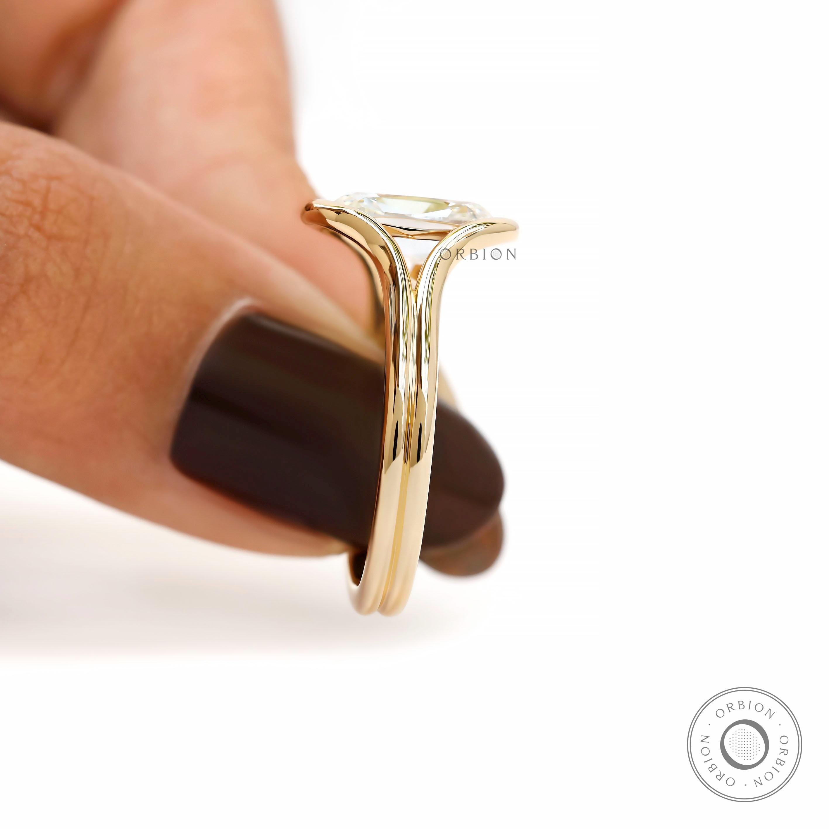 Floating Style OMC Elongated Cushion Lab Diamond Split Shank Engagement ...