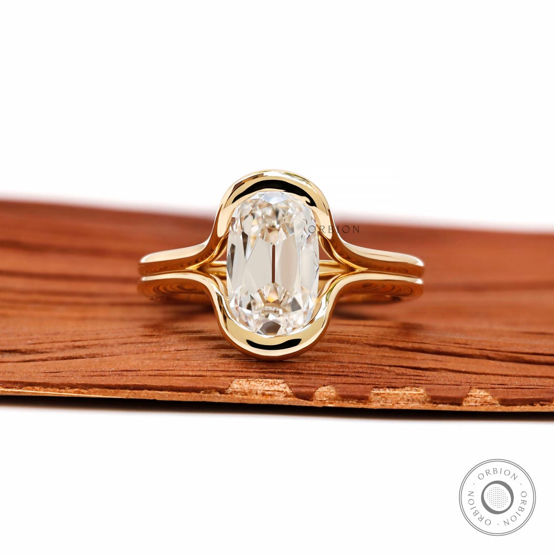 Floating Style OMC Elongated Cushion Lab Diamond Split Shank Engagement ...