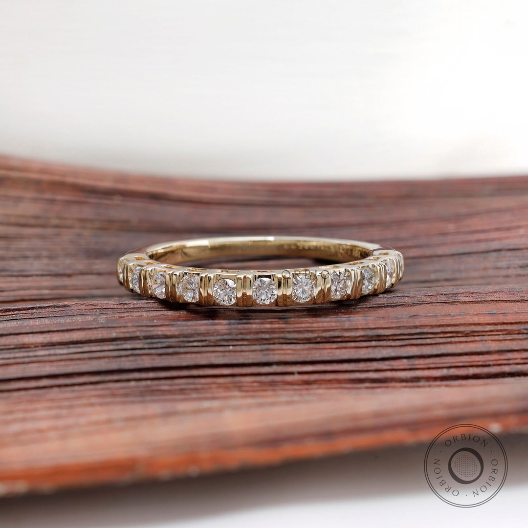 Lab Diamond Half Eternity Band, Bar Set Diamond Ring, Stacking Band ...