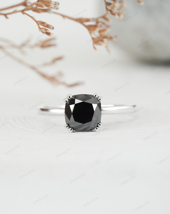 Black onyx cushion cut ring outlet