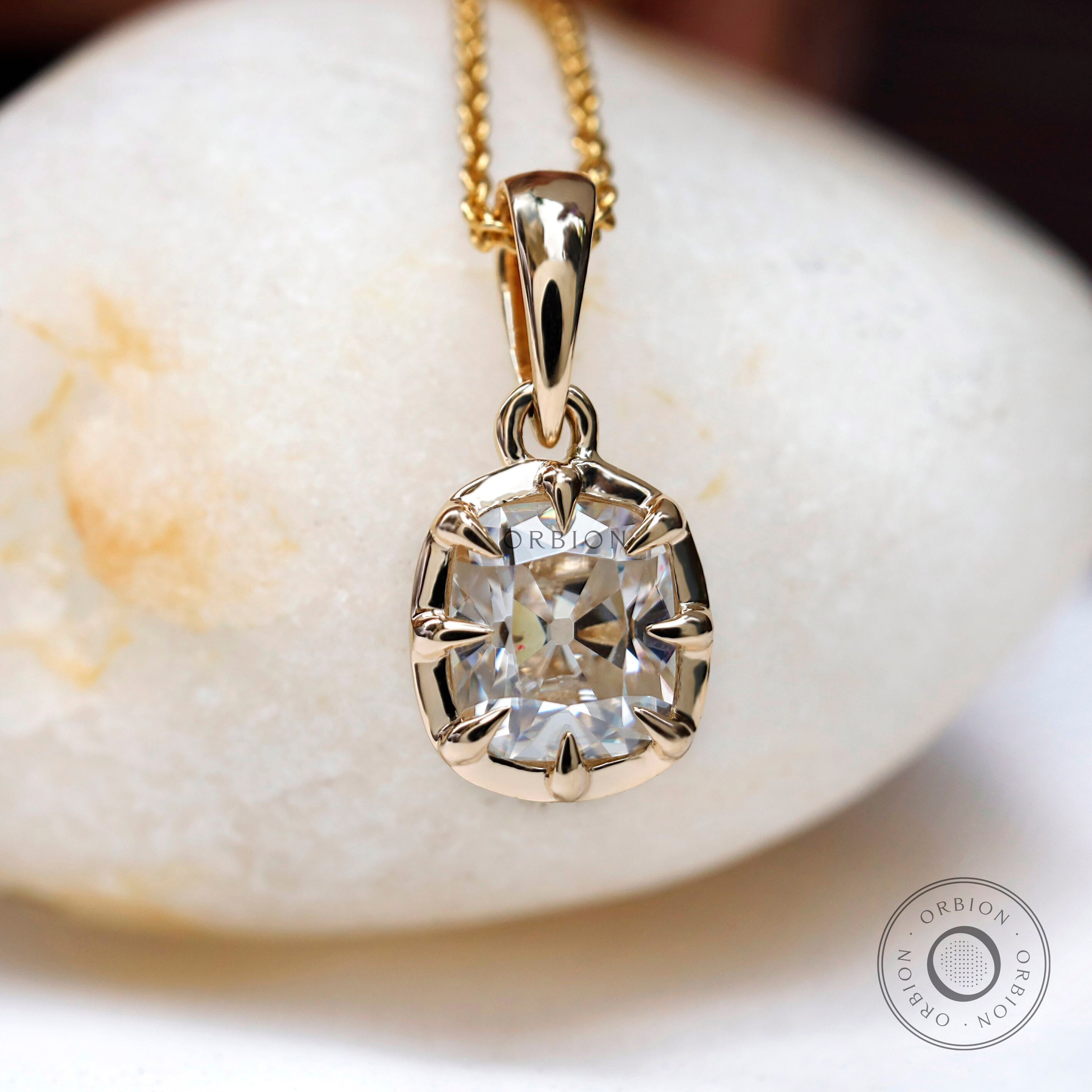 7*6 MM DEF Old Mine Cut Moissanite Pendant Georgian Era