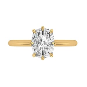 9.50 X 7.25 MM OMC Cushion Lab Grown Diamond Ring, 10K Solid Yellow Gold 8 Prong Solitaire Ring, Lab Created Diamond Engagement Ring