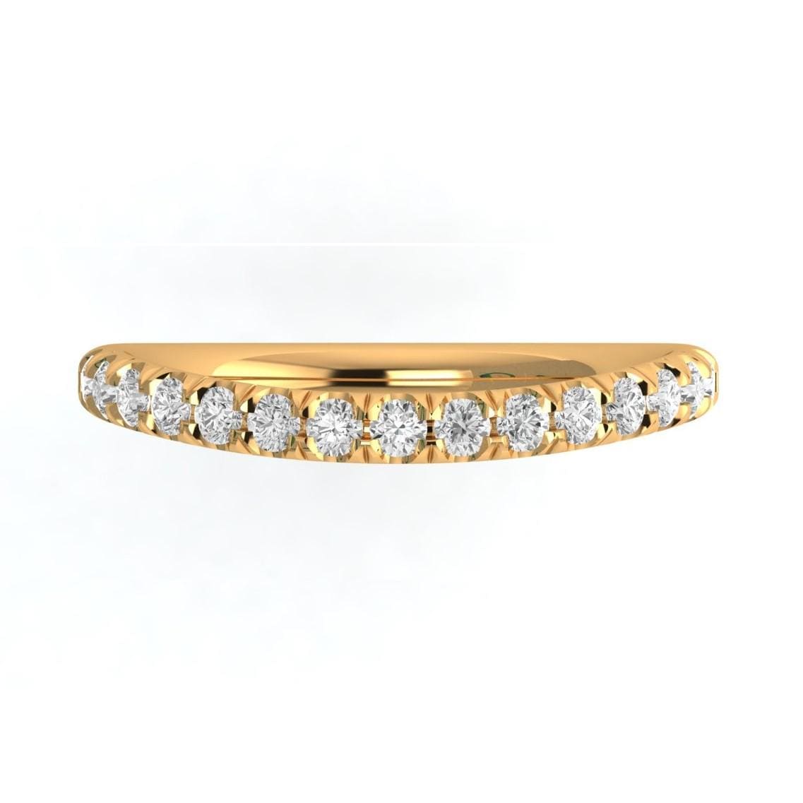 Obrączka ślubna z wygiętymi diamentami hodowanymi w laboratorium, 14-karatowa żółta złota obrączka Half Eternity Stackable, pasująca obrączka Chevron, minimalistyczny pierścionek konturowy