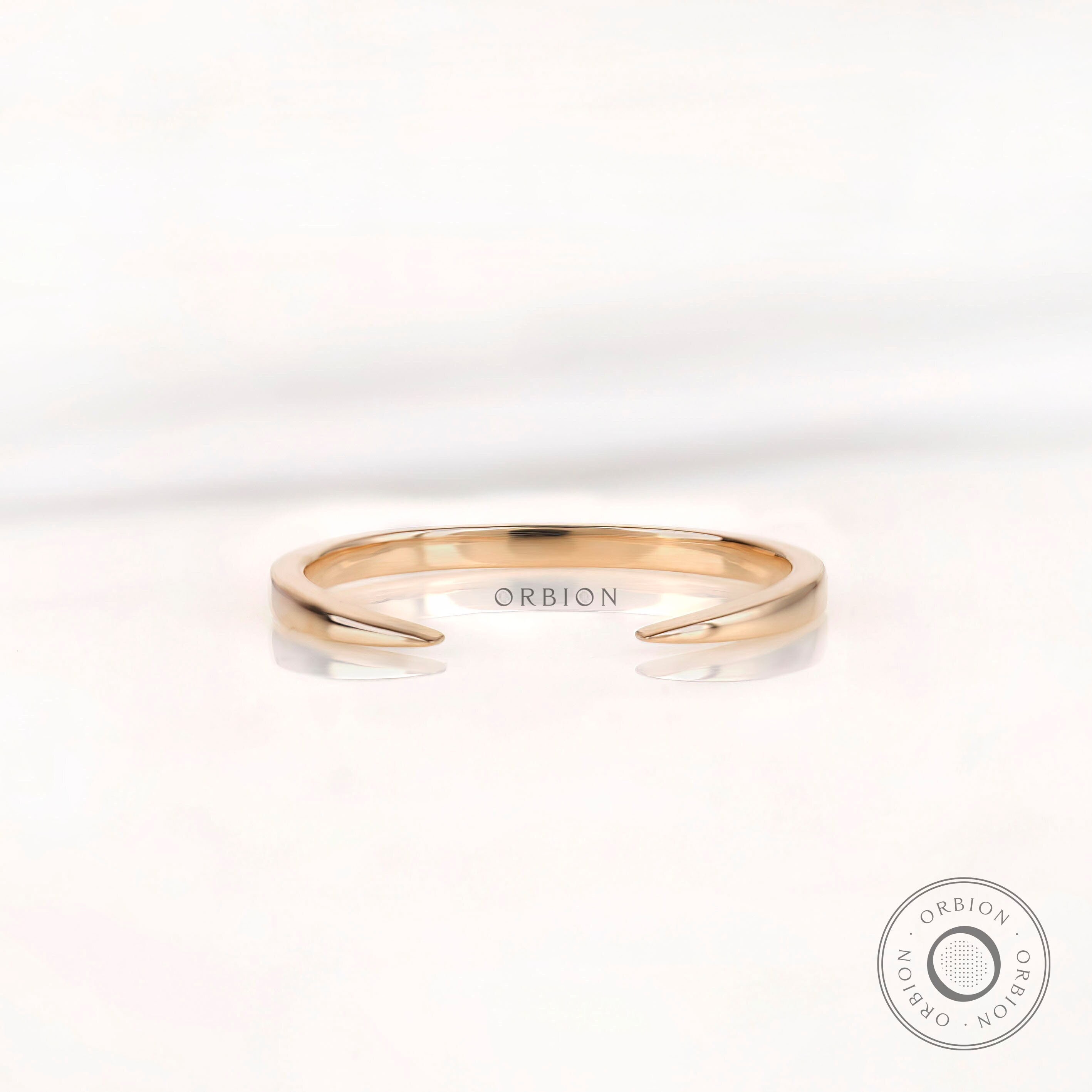 Minimalist Solid Gold Open Wedding Band, Stacking Matching Ring Spacer, Modern Open Claw Matching Band - Delicate Gold Beauty, Wedding Gift