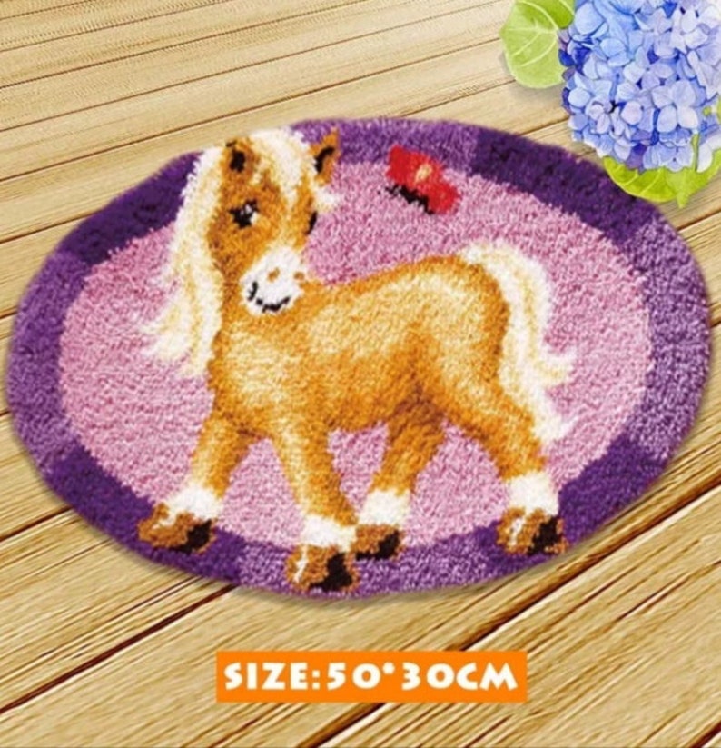 Cute Horse Latch Hook Kit Rug Canvas Knit Cushion Embroidery Etsy