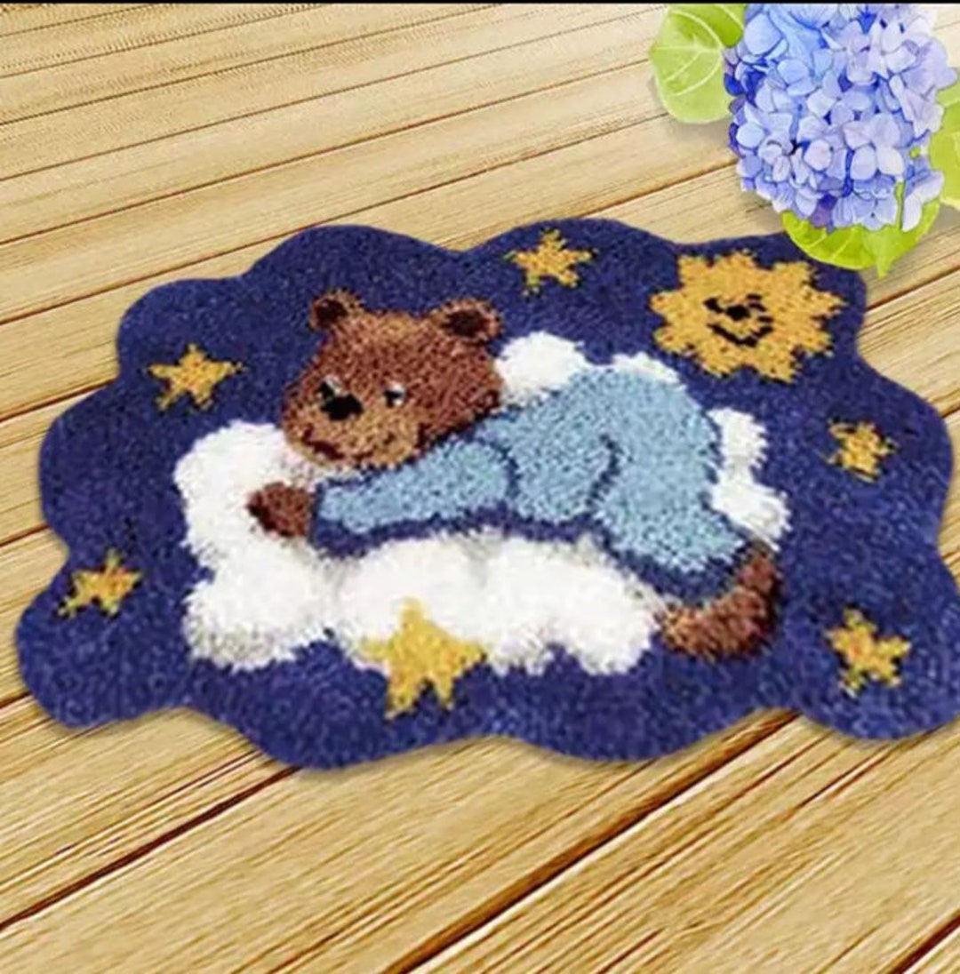 Sleeping Bear Latch Hook Kit Rug Canvas Knit Cushion Etsy