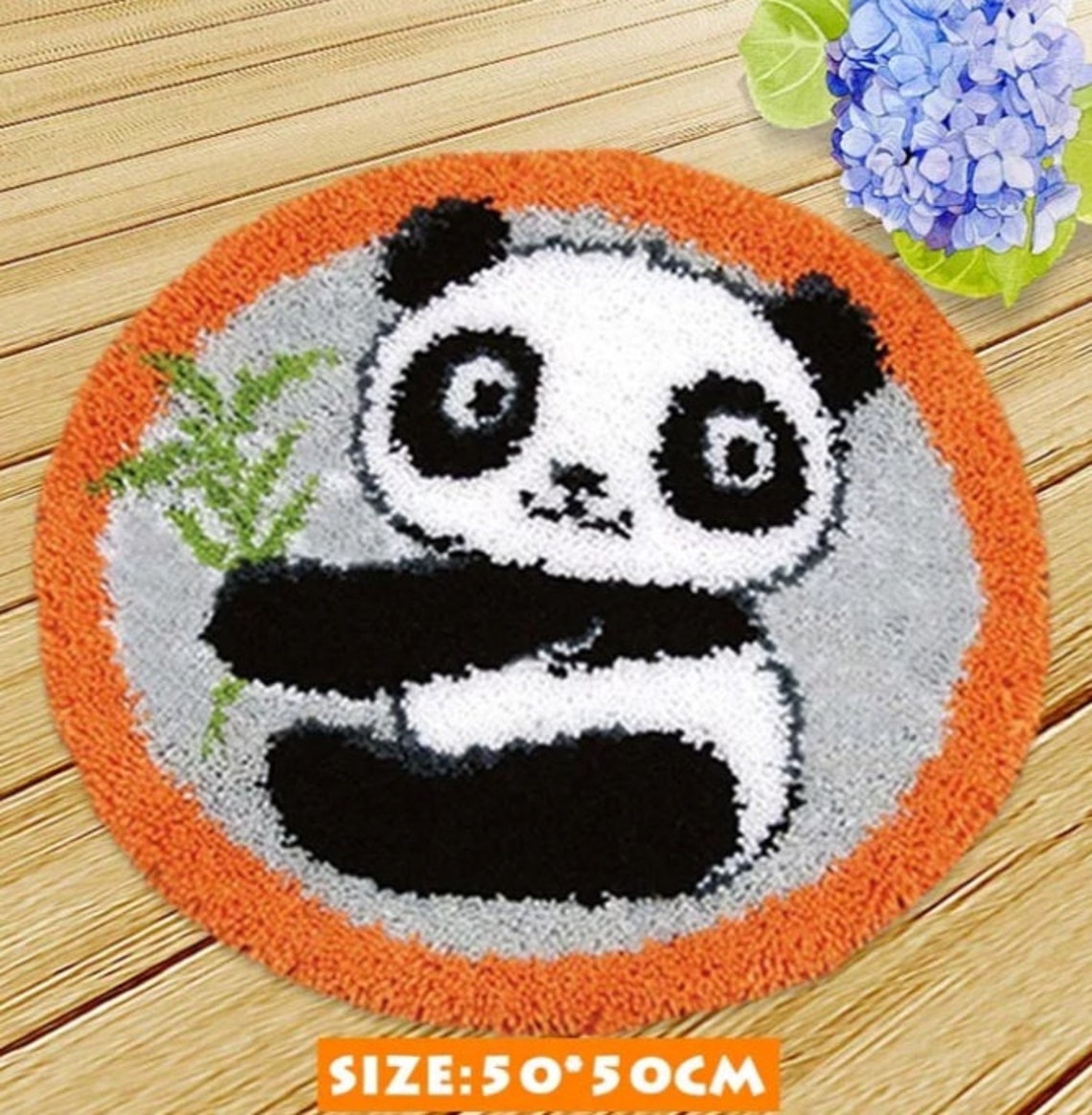 Panda Latch Hook Kit Rug Canvas Knit Cushion Embroidery Carpet Etsy