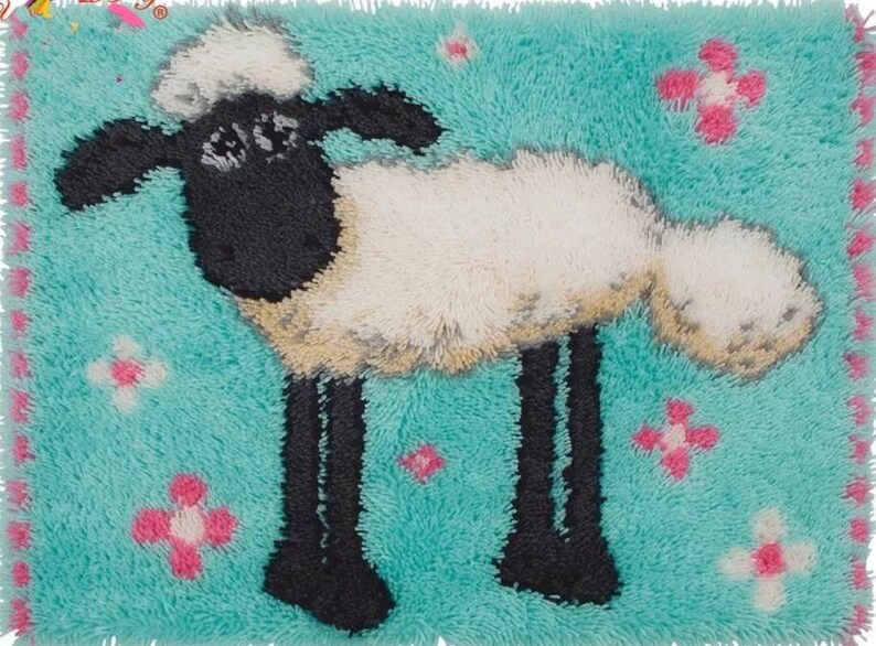 Sheep Latch Hook Kit Rug Canvas Knit Cushion Embroidery Carpet Etsy