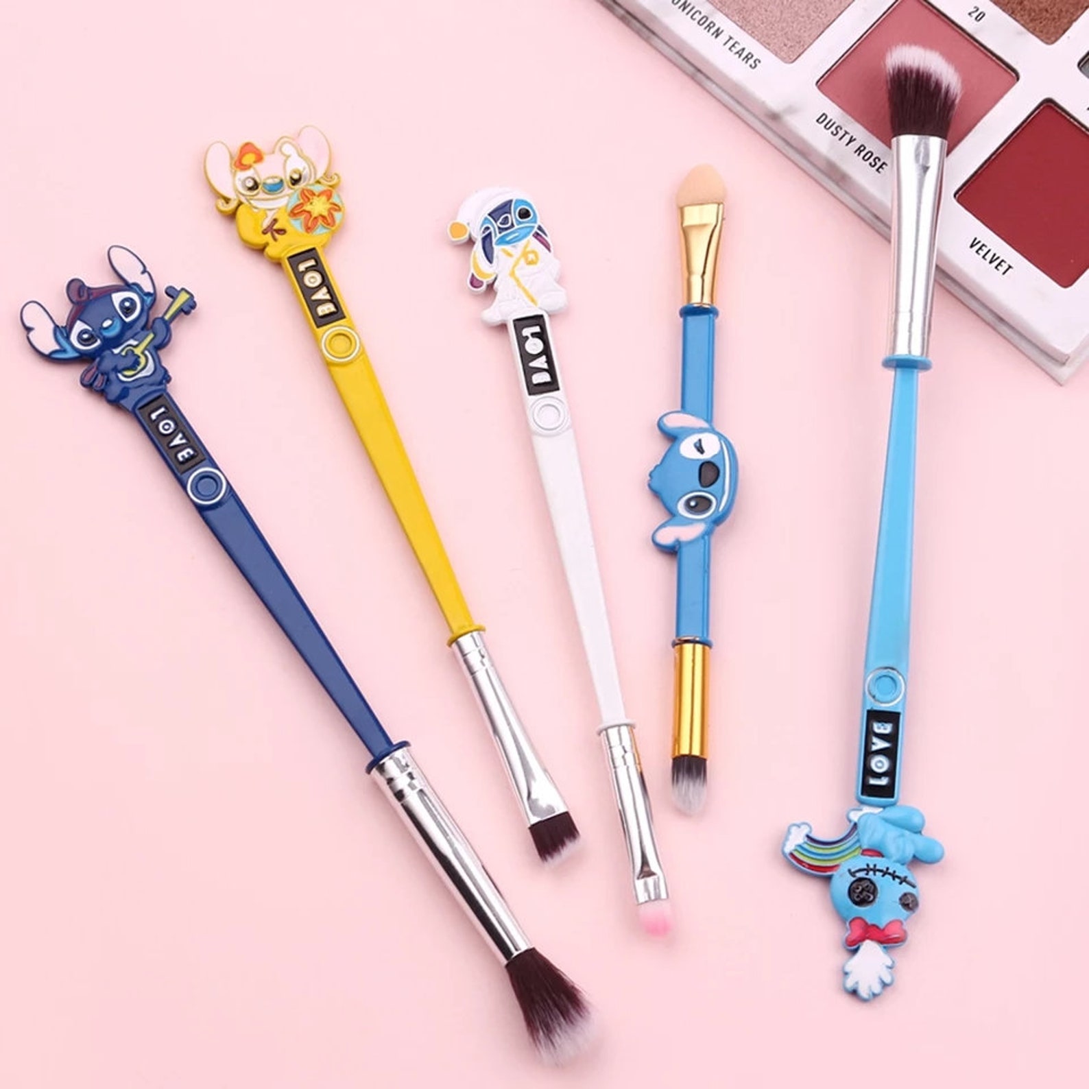 5pcs Lilo Stitch Makeup Brushes Set Kit Tool Pro Blending Etsy