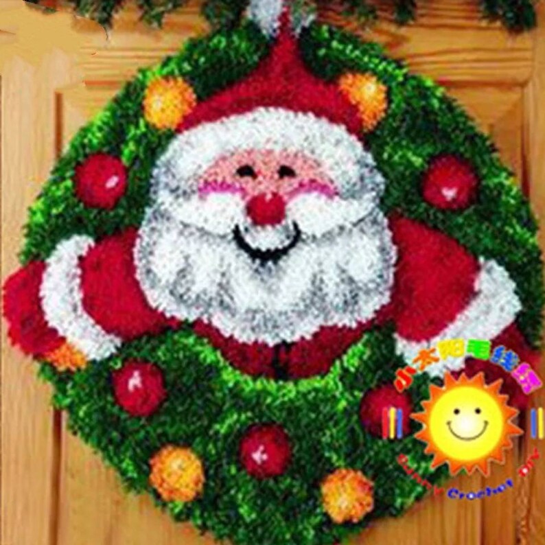 Christmas Santa Latch Hook Kit Rug Canvas Knit Cushion Etsy