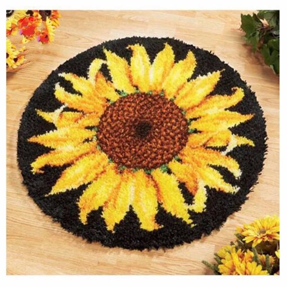 Sunflower Latch Hook Kit Embroidery Pillow Case Cushion Case DIY Needlework Sunflower Latch Hook Kit Embroidery Pillow Case Cushion Case DIY Needlework