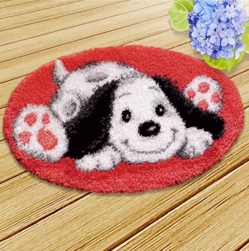 Cute Dog Latch hook Kit Rug Canvas Knit Cushion Embroidery Etsy