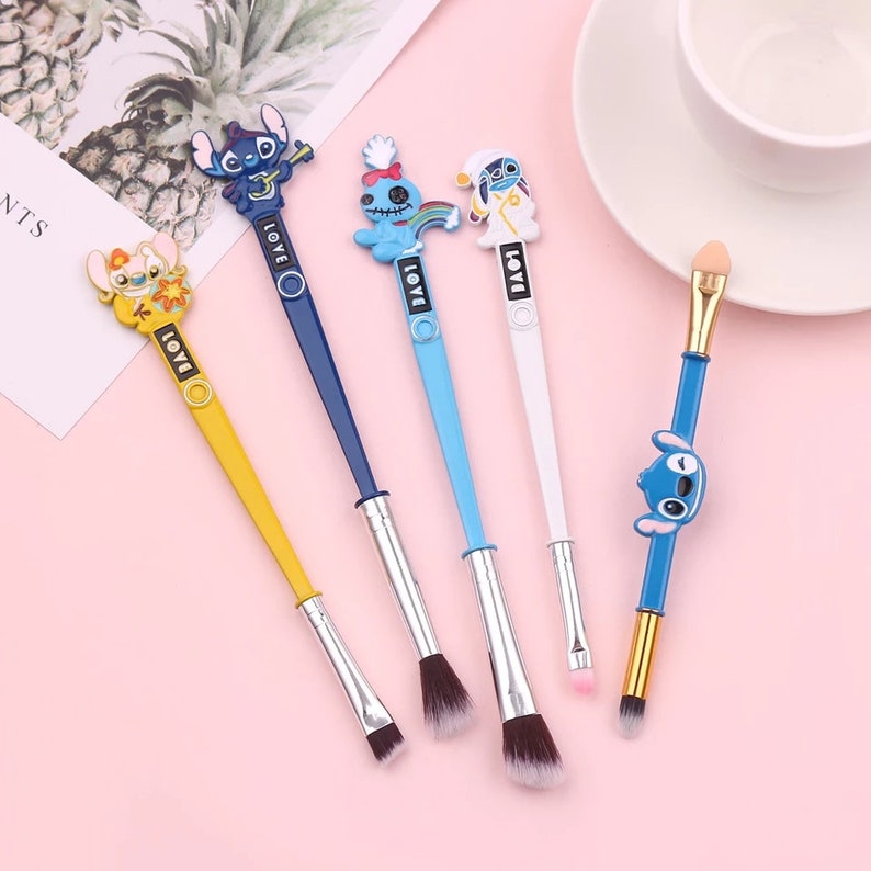 5pcs Lilo Stitch Makeup Brushes Set Kit Tool Pro Blending Etsy