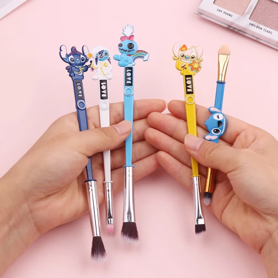 5pcs Lilo Stitch Makeup Brushes Set Kit Tool Pro Blending Etsy