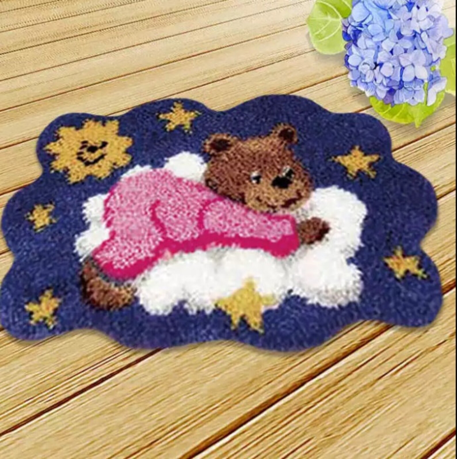 Latch Hook Rug Kits Cover Animal Pink Grizzly Latch Hook Kits With Printed Canvas Crochet Hook Embroidery Mat Kit Handmade For Adults Weeding And Parents Gift