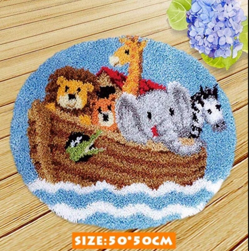 Animals Family Latch hook Kit Rug Canvas Knit Cushion Etsy