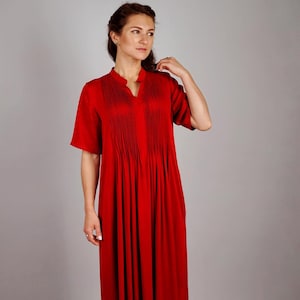 Prairie Style Midi Dress, Victorian Inspired Gunne Sax Dress, Vintage Prairie Cottagecore, Garden Party Victorian Dress, Red Prairie Dress