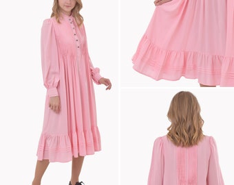 Soft Pink Victorian Retro Lolita Dress, Pink Ruffles Dress, Girls Pink Lolita Dress, Edwardian Gown, Modern Vintage Style Gown
