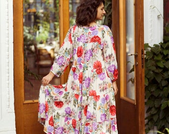 Boho maxi dress, Cottagecore spring dress, Casual summer dress for woman, Floral cottage core dress, Maternity dress