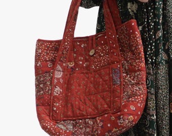 Borsa patchwork boho fatta a mano, borsa tote floreale, borsa in stile vintage, borsa boho retrò, borsa a tracolla patchwork, borsa a spalla patchwork
