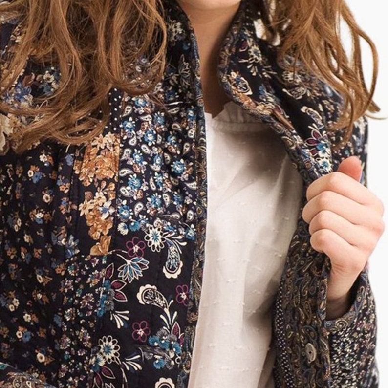 Blue Jacket Patchwork Blue Quilted Patchwork Jacket, Custom Boho Blazer, Patchwork Fairy ...
