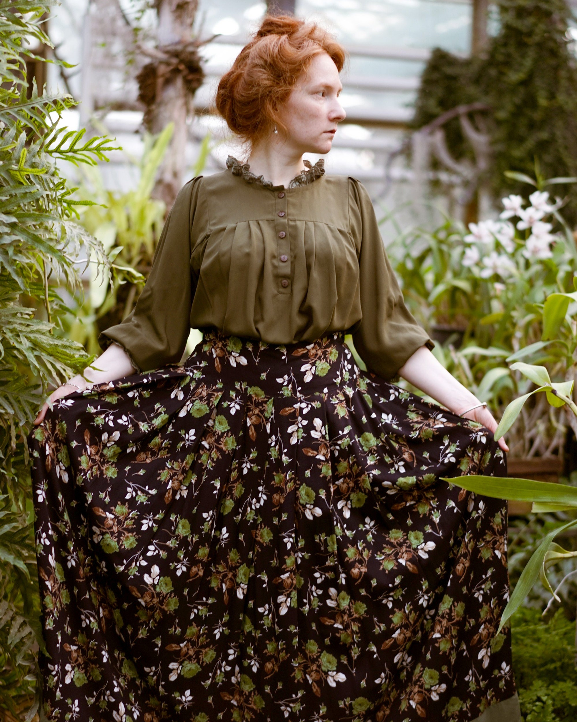 Handmade Flowy Cottagecore Skirt, Floral Pleated Gypsy Skirt