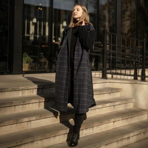 Wool Patchwork Coat, Quilted Fall Coat, Cozy Cottagecore Autumn Coat, Boho Long Jacket, Plus Size Outerwear