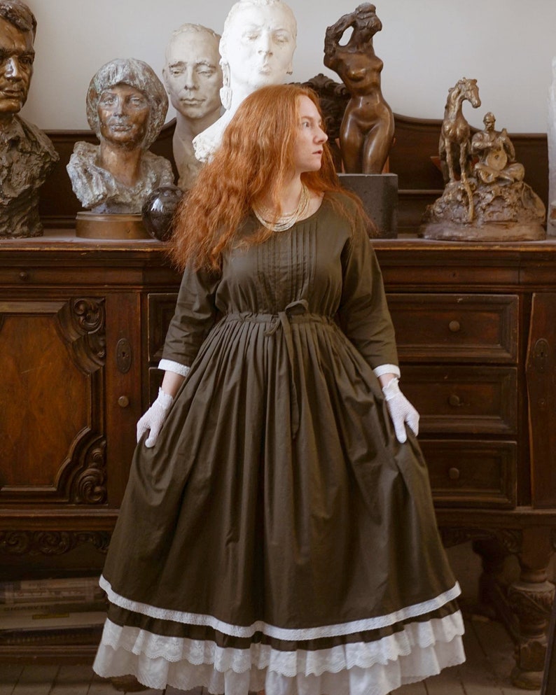 Cottagecore dress, cottage dress women, civil war dress, kleid 19. jahrhundert, regency dress, fantasy dress gown, vintage maxi dress image 1