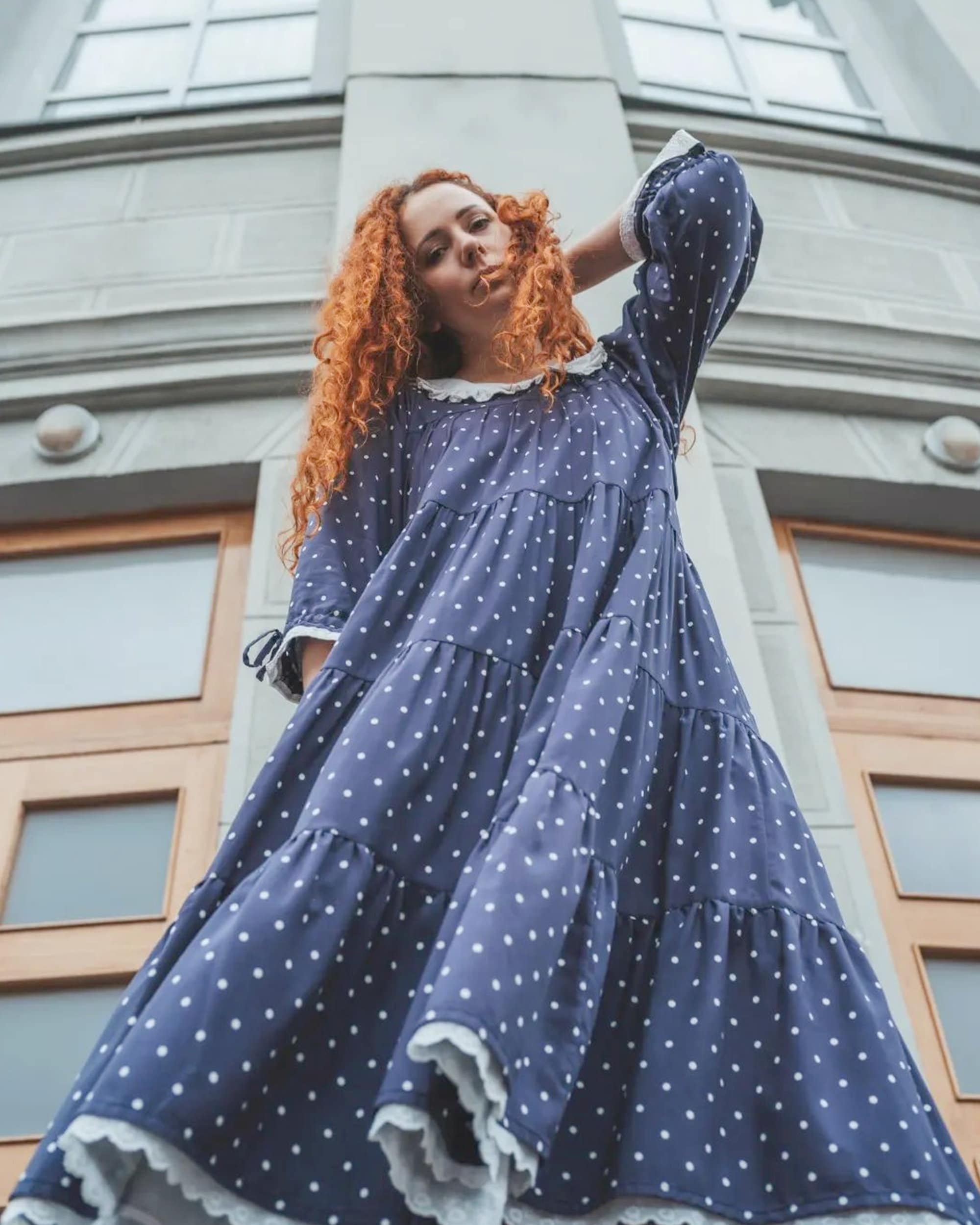 【Herlipto】Tiered Polka-Dot Dress Herlipto Tiered Polka-Dot Long Dress