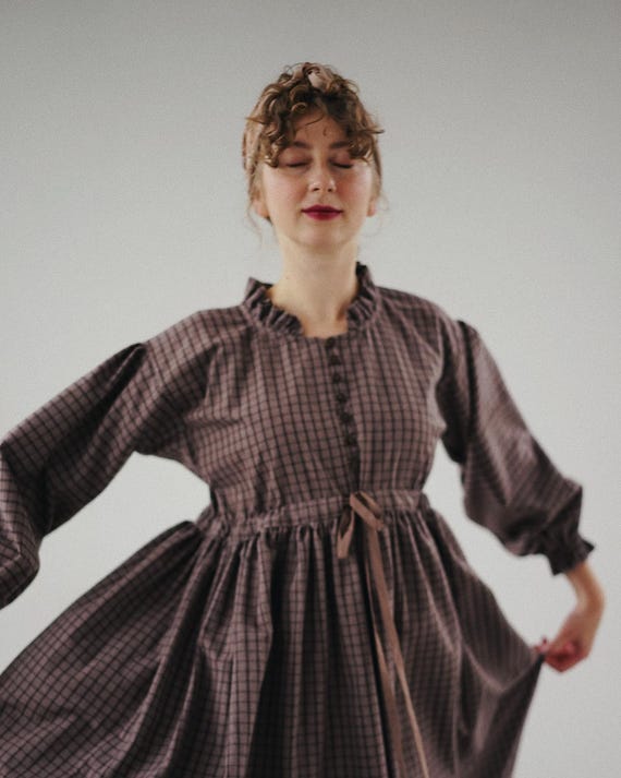 Plaid Cottage Core Midi Flannel Dress, Warm Winter Homecoming Dress, Long  Sleeve Autumn Dress, Vintage Inspired Prom Dress, Maternity Dress - Etsy  Canada