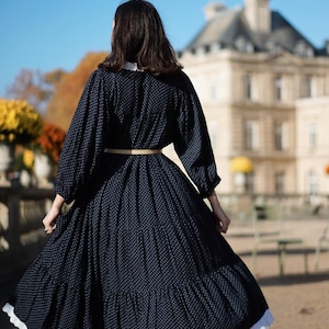 Romantic Midi Dress, Victorian Inspired Flowy Dress, Loose Fit Ruffle Party Outfit, Handmade Vintage Dress, Prairie Style Clothing