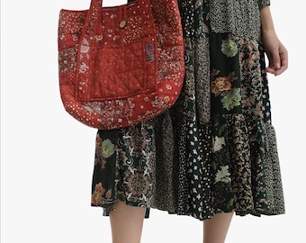 Quilted Patchwork Bag, Patchwork Shoulder Bag,Floral Patchwork Purse, Retro Diaper Bag, Handmade Diaper Bag, Cotton Diaper Bag,Boho Tote Bag