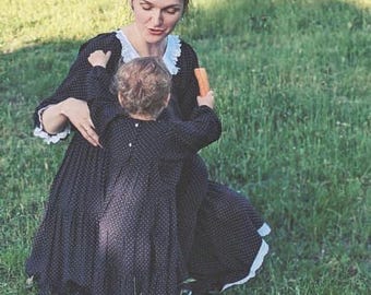 Vestidos de lunares para madre e hija, conjunto bohemio a juego para sesión de fotos familiar, vestido retro de patchwork, regalo para el Día de la Madre.