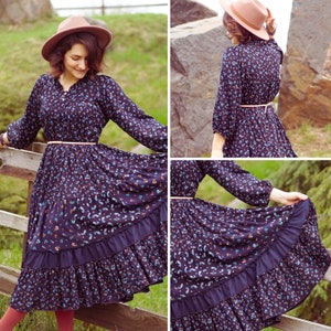 Cottagecore Puff Sleeve Dress, Handmade Peasant Midi Dress, Fairycore Vintage Cottage Dress, Victorian Prairie Dress, Flowy Prairie Dress