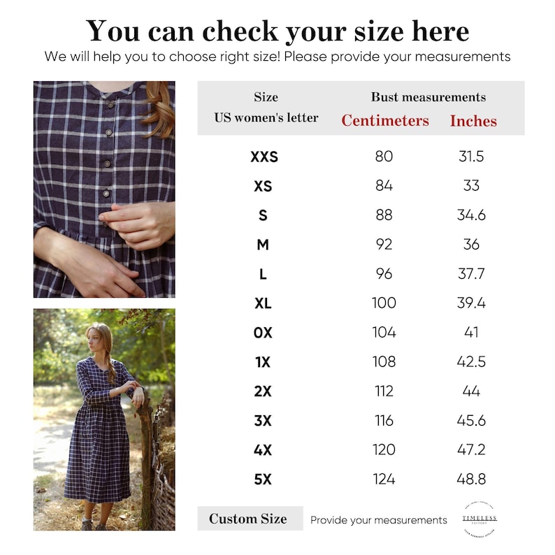 Vestido campestre midi de cuadros vichy, vestido de picnic modesto con bolsillos, vestido a cuadros cottagecore con botones delanteros, vestido informal de tartán de manga larga. imagen 3