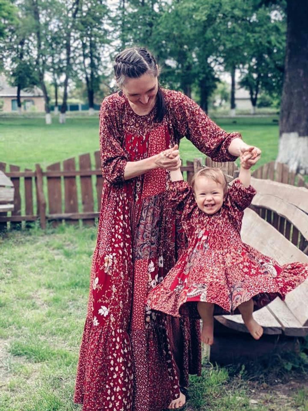 Traje para o dia das mães, vestido para mamãe e eu, traje boho