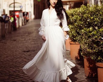Cottagecore Wedding Dress, Fairytale Bridal Gown, Empire Waist Wedding Dress, Tiered Bridal Dress, Elopement Dress, Courthouse Bride Dress