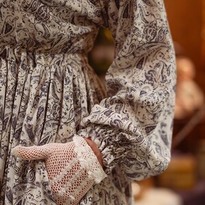 Vestido modesto vintage, elegante atuendo victoriano, vestido cottagecore extragrande con estampado paisley, vestido de jardín floral eduardiano de manga larga imagen 10