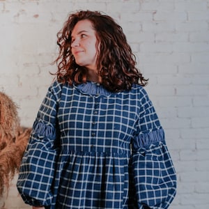 Warm Midi Cottage Core Dress, Winter Flannel Women Dress, Plus Size Gingham Housedress, Celtic Plaid Autumn Maternity Dress, Christmas Gift