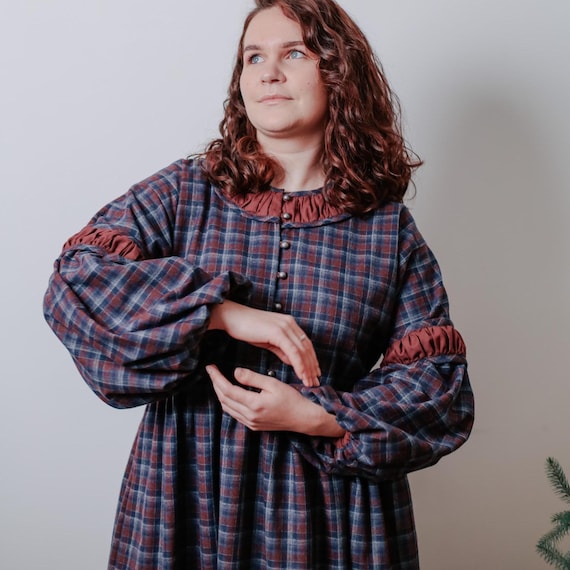 flannel maxi dress long sleeve Wellesley Creek Flannel Maxi Dress 0