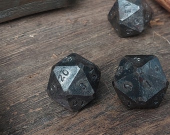 Hand forged D20 dice - steel DnD dice - Metal tabletop dice - Dwarf blacksmith dice