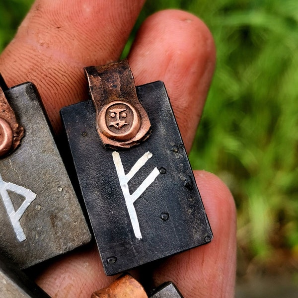 Custom Rune Pendant | Hand Forged Silver Necklace | Silver Viking Jewelry | Protection Rune | Rune Necklace | Wrought iron Medieval Jewelry