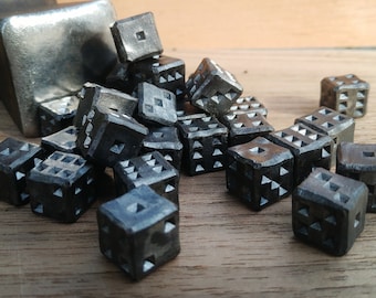 Set of Six Steel hand forged Dice - Unique Collectible Dice - DnD - Dungeons and Dragons - Board Games - Blacksmith made Dice -  Dwarf Dice