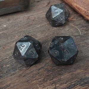 Hand forged D20 dice - steel DnD dice - Metal tabletop dice - Dwarf blacksmith dice