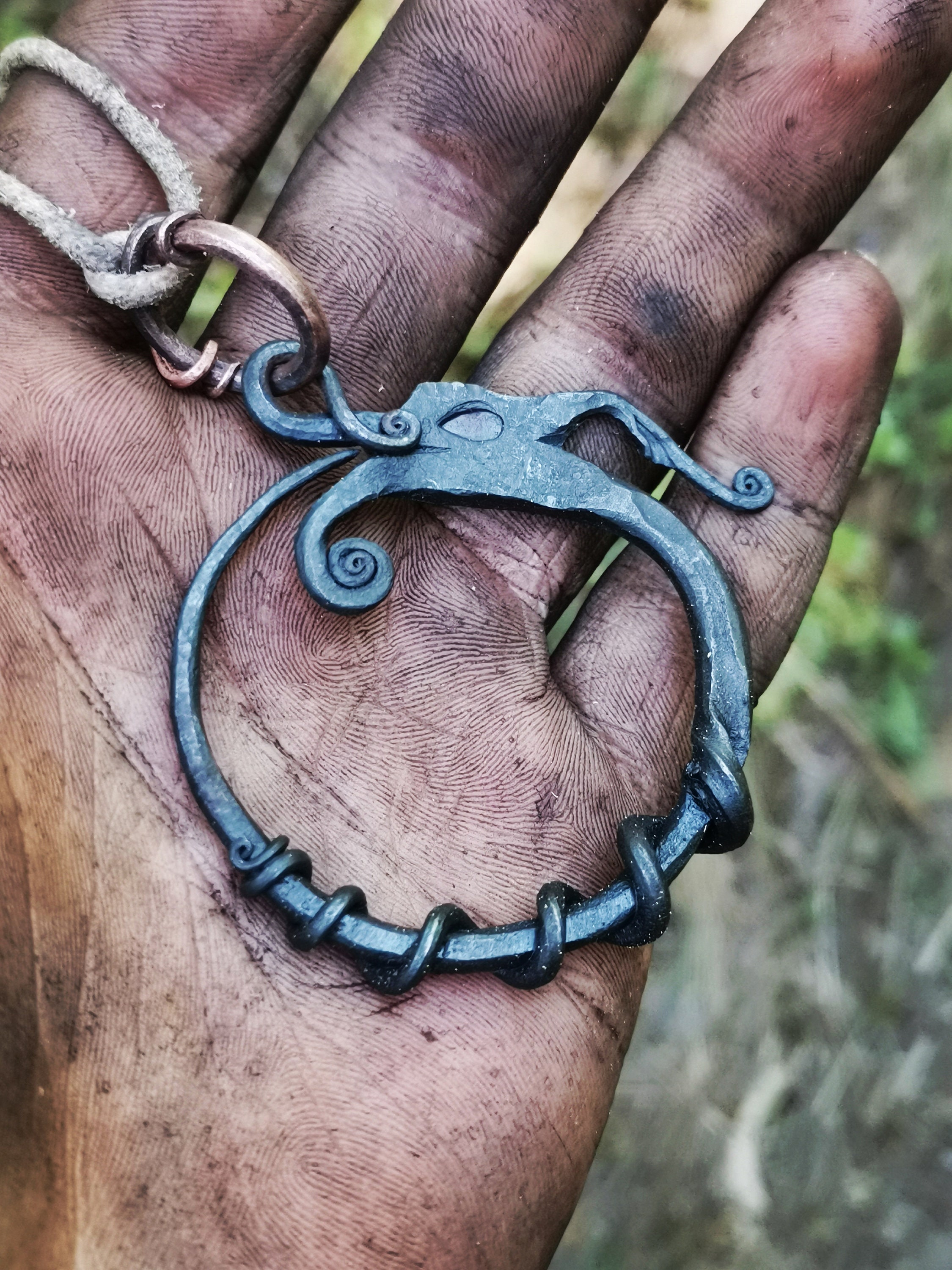 Jörmungandr Pendant - Blacksmith Made Midgard Serpent Necklace