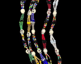 Handcrafted Santa Muerte Triple Strand Beaded Bracelet