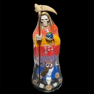 Sacred Santa Muerte Money Statue - 13 Tall, Fixed and Blessed for Abundance and Fortune