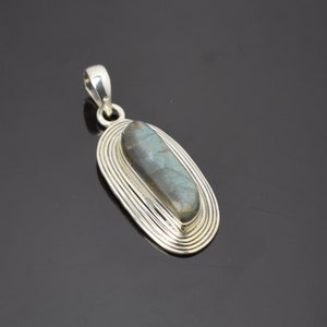 Labradorit Anhänger, 925 Sterling Silber Anhänger, handgemachte Anhänger, natürliche Labradorit Edelstein Anhänger, Silber Halskette, Boho Anhänger