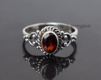 Garnet Boho Ring, 925 Sterling Silver ring, Casual ring, Promise Ring
